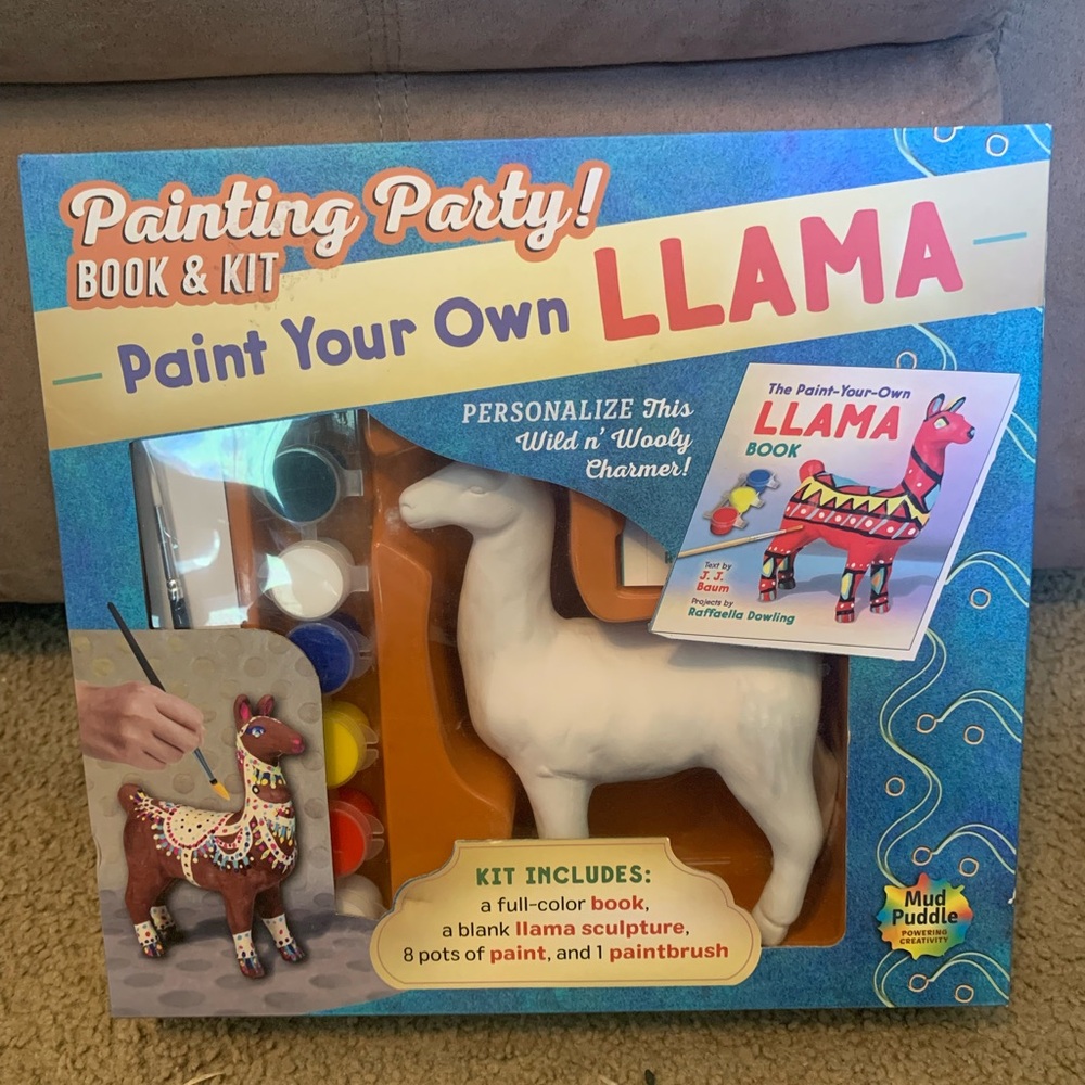 Vibrant Red and Blue Llama Painting Art Kit